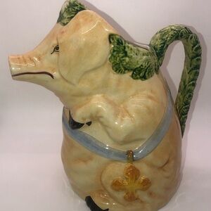 Bassano Monk Pig Pitcher Made In Italy Stamped And Numbered